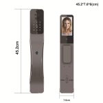 For Real Time Video Intercom Security Face Recognition Fingerprint Digital Door Wood Door Tuya Smart Lock with WiFi/Grey - 图片 4