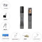 For Real Time Video Intercom Security Face Recognition Fingerprint Digital Door Wood Door Tuya Smart Lock with WiFi/Grey - 图片 5