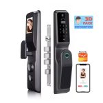 High Security Tuya Wi-Fi Electronic Door Lock with 3D Face Recognition for Outdoor Use, Suitable for Home Hotel Apartment Villa gray bronze