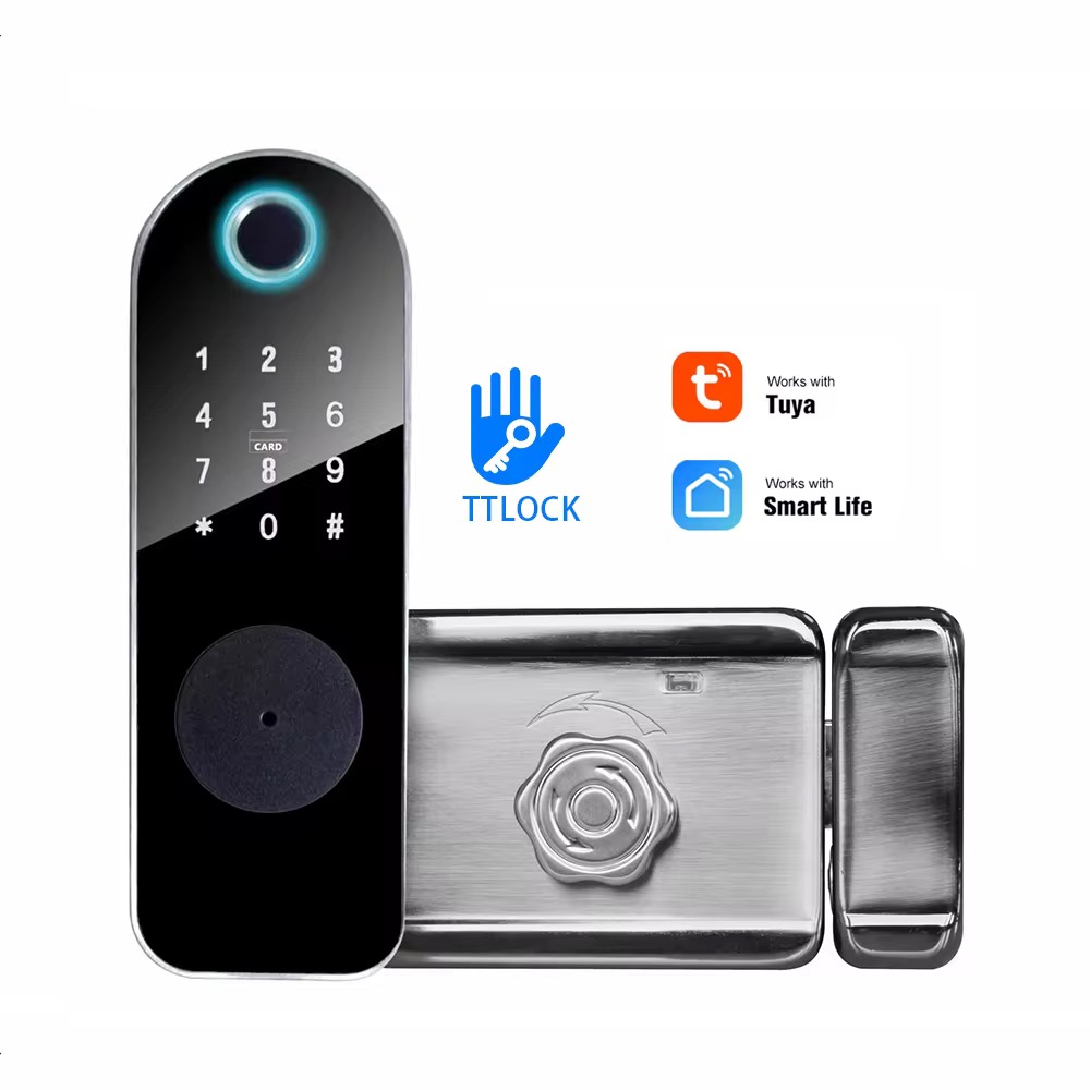 微信图片_20260310231300_451_48 Ttlock Tuya Wifi App Electric Rim Lock Smart Digital Key Cara Password Biometric Fingerprint Gate Rim Latch Lock Black - 图片 1